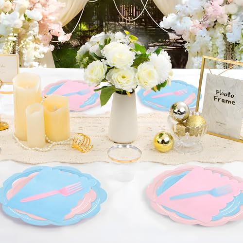 Ivory Paper Plates and Napkins Set for 50 Guests, Disposable Tableware with Utensils M509