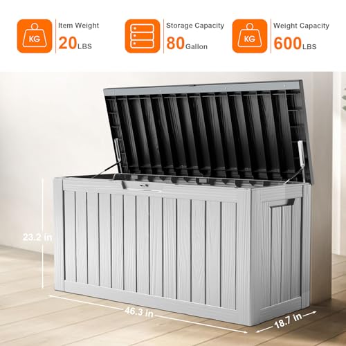 100 Gallon Resin Deck Box, Lockable Patio Outdoor Storage, Waterproof - Black F75230
