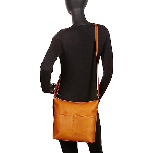 Full-Grain Leather Top-Zip Shoulder Bag with Adjustable Strap W21739
