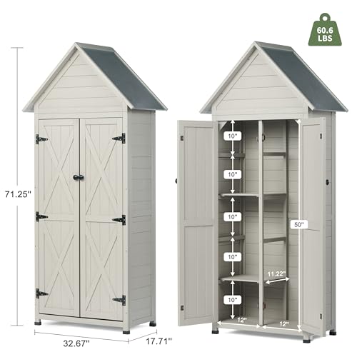 Outdoor Storage Shed with Floor and Adjustable Shelves D415352