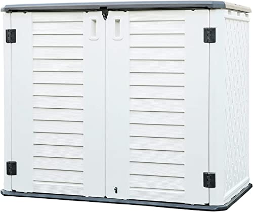 Horizontal Outdoor Storage Shed, 47 Cu.ft Resin Waterproof Cabinet for Garden Patio Backyards F5157
