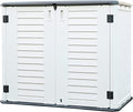 Horizontal Outdoor Storage Shed, 47 Cu.ft Resin Waterproof Cabinet for Garden Patio Backyards F5157