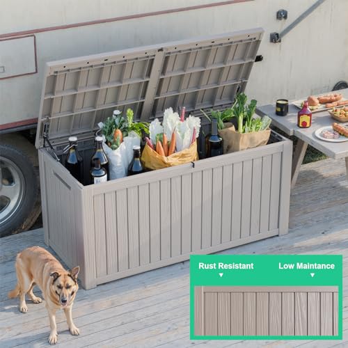 100 Gallon Resin Deck Box, Lockable Patio Outdoor Storage, Waterproof - Black F75230
