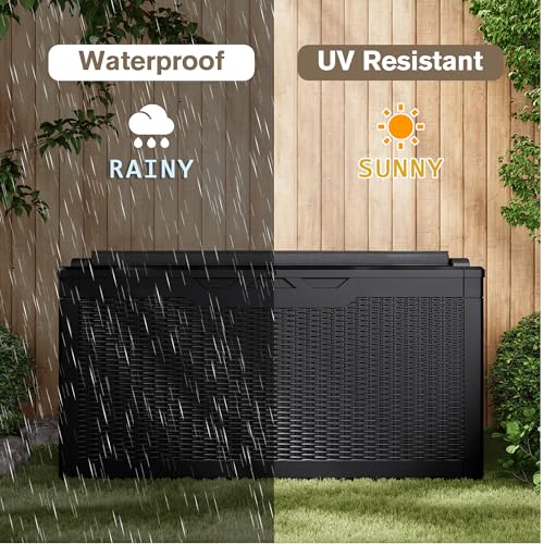 31 Gallon Resin Deck Box Waterproof Indoor Outdoor Storage for Patio Cushions and Garden Tools L90121
