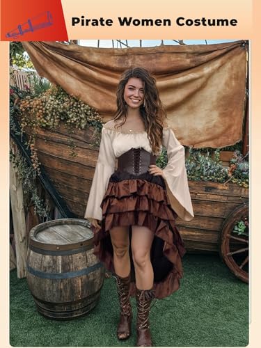 Pirate Costume for Women with Shirt Skirt Corset Belt K4037