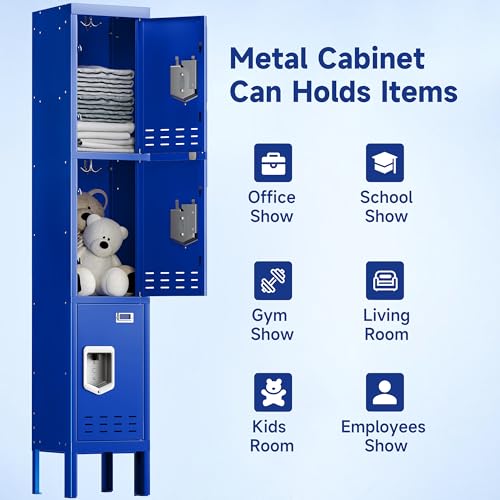 Metal Storage Cabinet, 5 Doors, Blue W429