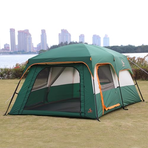 Extra Large Family Cabin Tent 2 Rooms 3 Doors 3 Windows Waterproof for Camping H460
