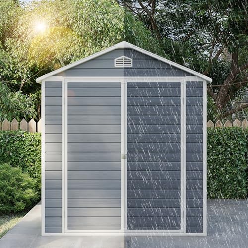 Outdoor Storage Shed with Floor, Lockable Doors, Window, Vents, Steel Frame U71245