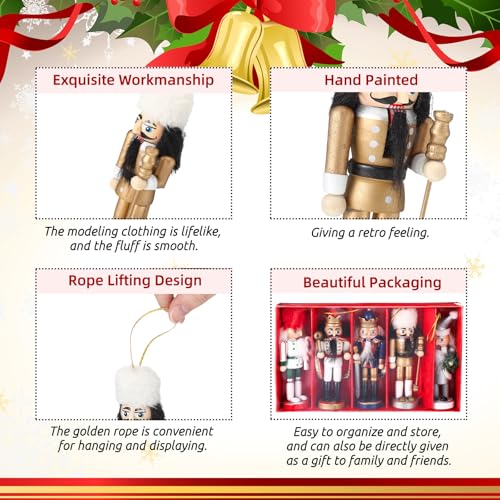 Christmas Nutcracker Ornaments Wooden Hanging Decorations 5 Inch H421