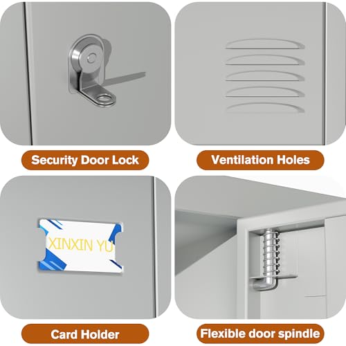 6 Door Metal Storage Locker with 18 Hooks, Black & Dark Grey K6611