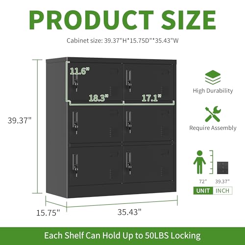 6-Door Steel Storage Locker with Lock and Card Slot A4817