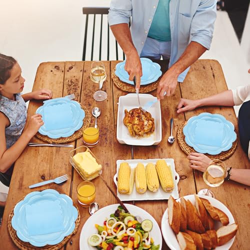 Ivory Paper Plates and Napkins Set for 50 Guests, Disposable Tableware with Utensils M509