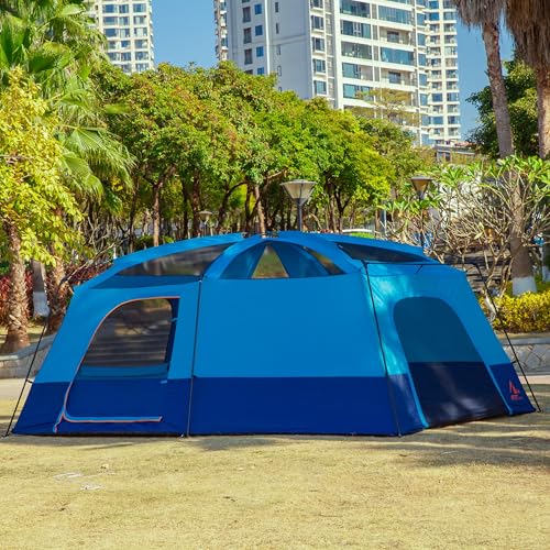 Extra Large Family Cabin Tent 2 Rooms 3 Doors 3 Windows Waterproof for Camping H460