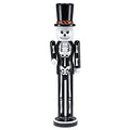 Ornativity Christmas Scary Skeleton Nutcracker – Black and White Wooden Day of The Dead Skeletal Nutcracker Man with Top Hat Xmas and Halloween Themed Holiday Nut Cracker Figure Decorations 15"