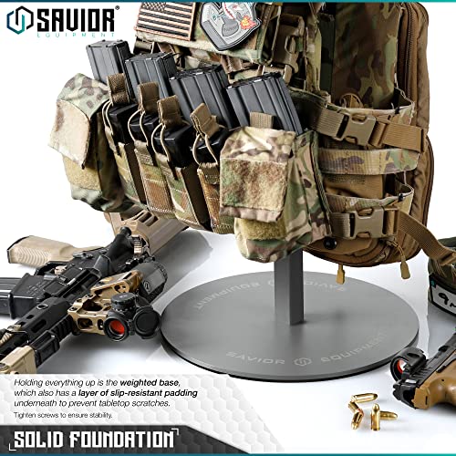 Tactical Gear Stand Tabletop Helmet Vest Display Rack, Heavy Duty Steel Holder X74473