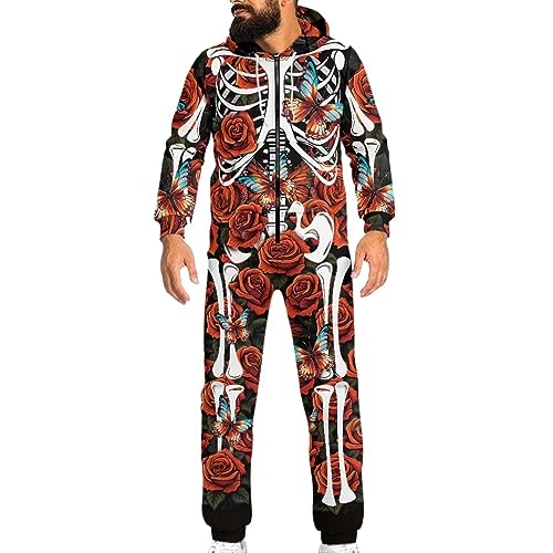 Adult Onesie Hooded One-Piece Pajama Zipper Jumpsuit for Men and Women I930