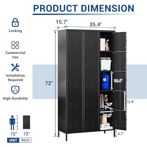 3-Door Blue Steel Storage Locker for Office, School, Gym C68898