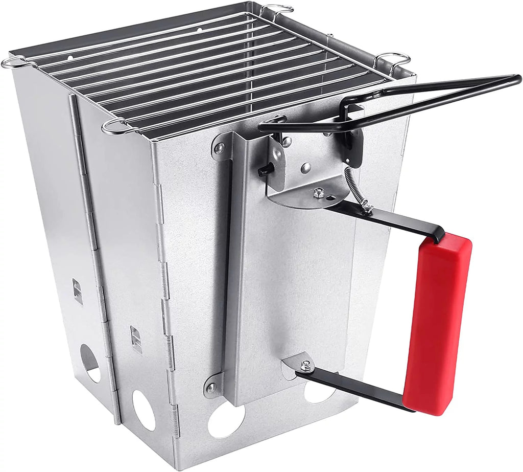 YSSOA Foldable Charcoal Chimney Starter BBQ Charcoal Grill Starter for Outdoor Lawn and Patio