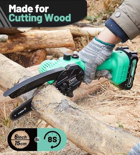 6 Inch Mini Electric Chainsaw Cordless Battery Powered, Hand Held Saw for Wood Trimming V216130