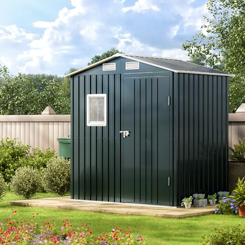 Outdoor Steel Storage Shed with Lockable Doors and Windows E249038