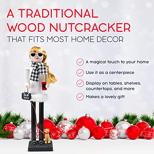 Christmas Dog Mom Nutcracker Wooden Figure 15 Inch I150