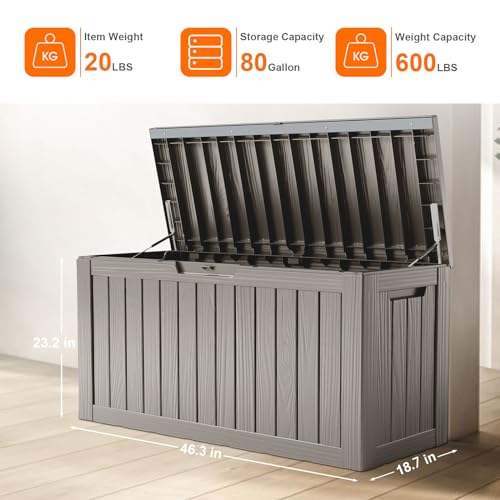 100 Gallon Resin Deck Box, Lockable Patio Outdoor Storage, Waterproof - Black F75230