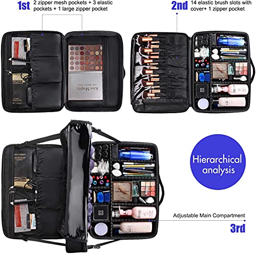 Large Capacity 3 Layer Makeup Case Cosmetic Organizer with Brush Bag R31262