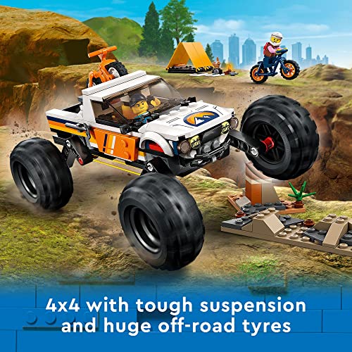 4x4 Off-Roader Camping Set with Monster Truck Style Car and Mountain Bikes, 2 Minifigures, Ages 6+ X67857
