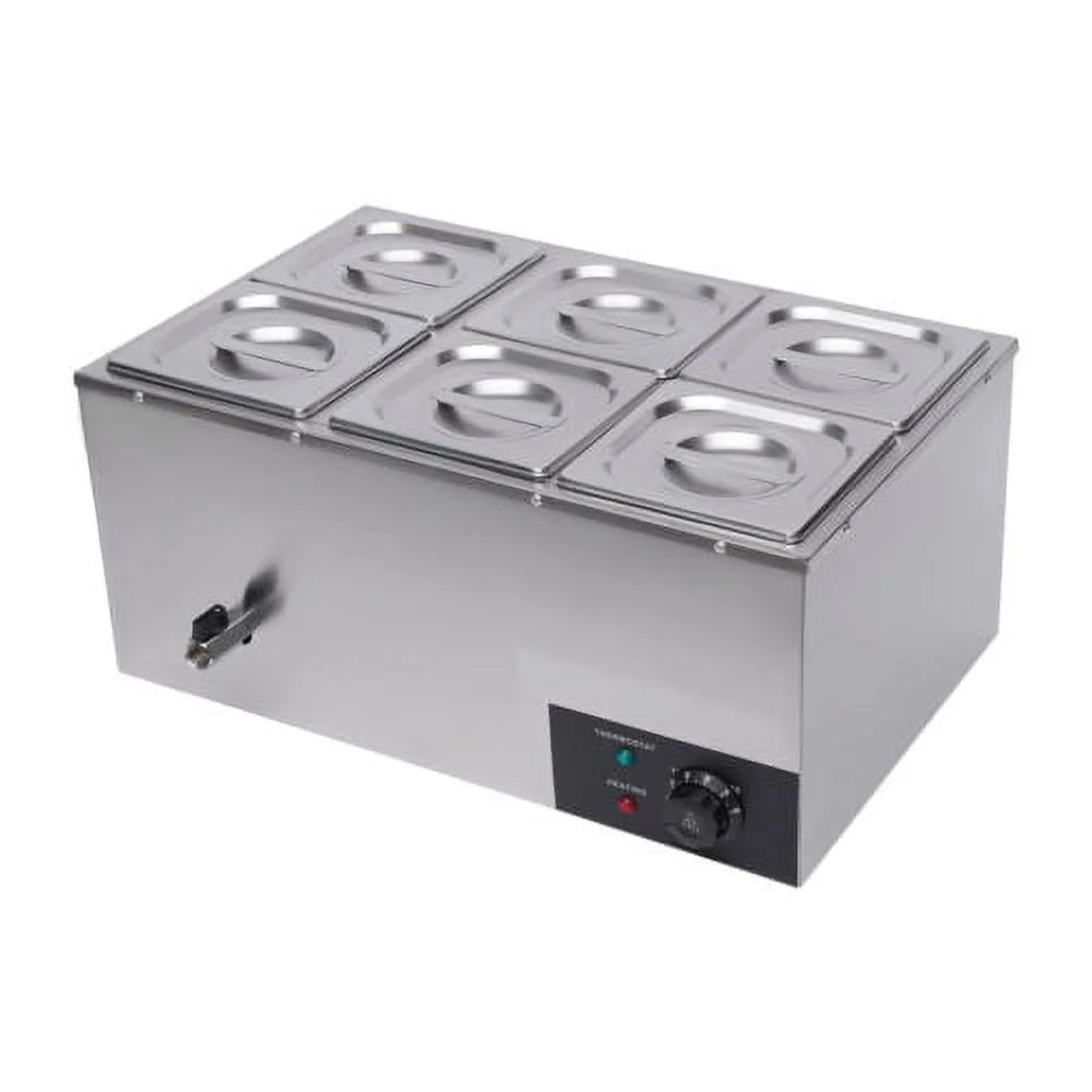 Commercial Buffet Food Warmer 6 Pots Stainless Steel Y330176