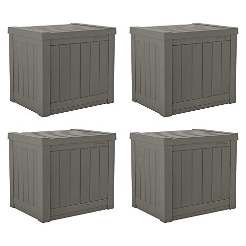 Outdoor Storage Box 22 Gallon Resin Deck Box with Flat-Lid Bench Seating B591