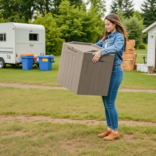 30 Gallon Waterproof Resin Deck Box for Outdoor Patio and Garden Storage Q30388