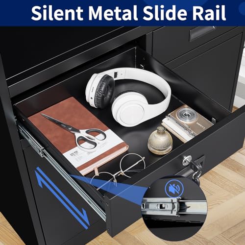 Locking Cabinet with 2 Drawers, Metal Storage Cabinet with Locking Doors and Shelves J89434
