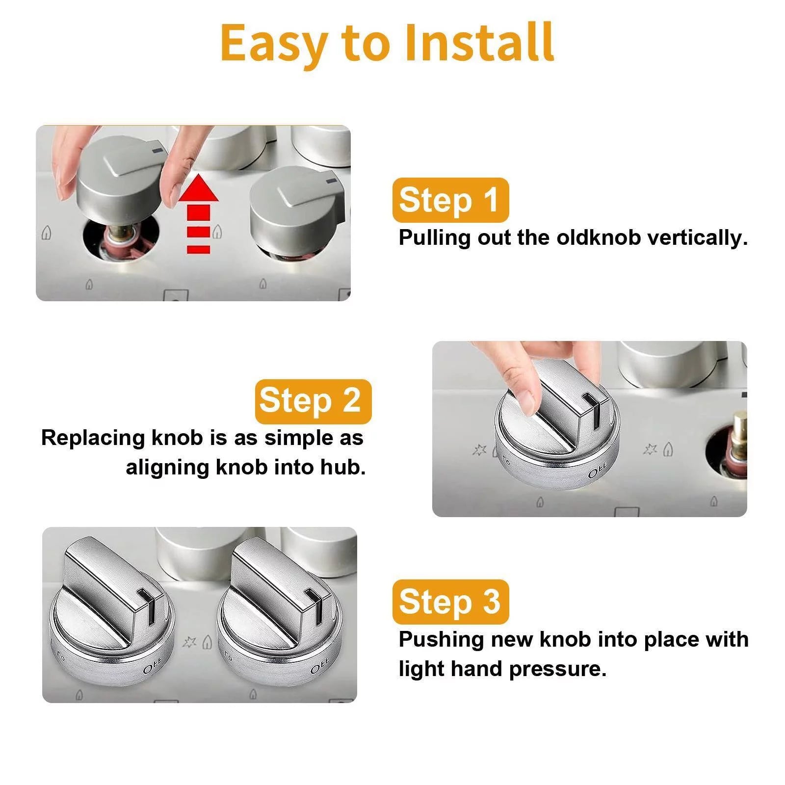 Stainless Steel Gas Range Control Knob 5 Pack P96938
