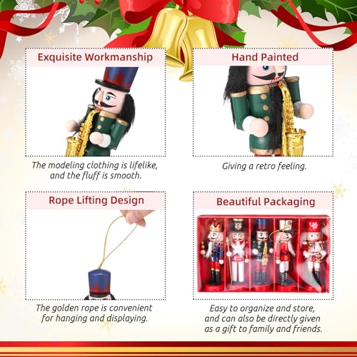 Christmas Nutcracker Ornaments Wooden Hanging Decorations 5 Inch H421