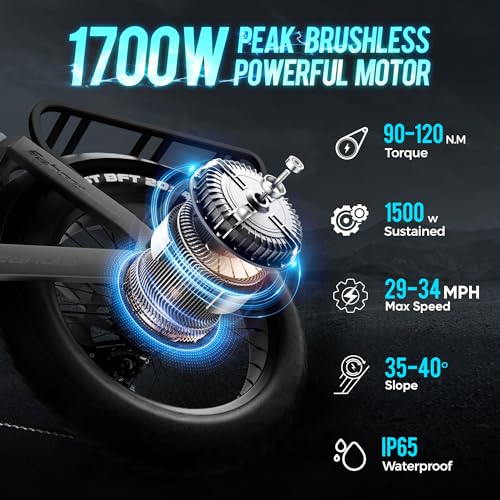Electric Bike for Adults 1000W 48V 60Ah 100+ Miles Long Range 20" Fat Tire Full Suspension A7640