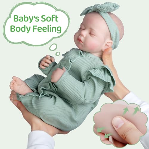 Realistic Reborn Baby Doll, 18 Inch Soft Body Sleeping Baby Girl with Pink Clothing Z645