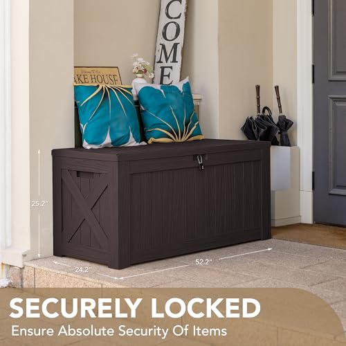 Outdoor Resin Deck Box 120 Gallon Waterproof Lockable F693676