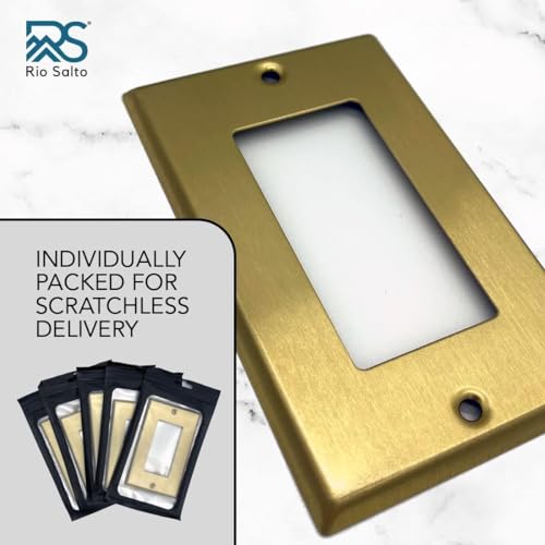 Metal Gold Outlet Cover Wall Plate, Corrosion Resistant, Brushed Brass M4507