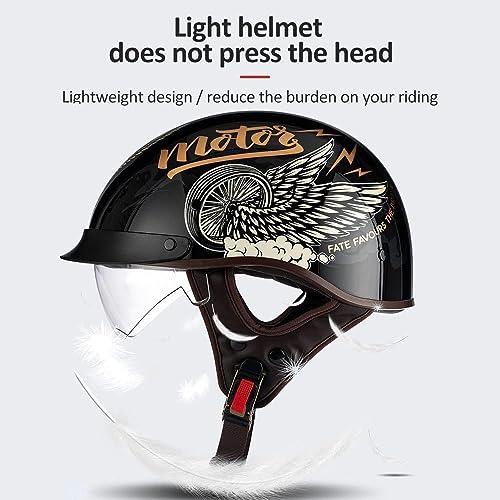 Retro Half Helmet Open Face with Sun Visor for Men Women M83500