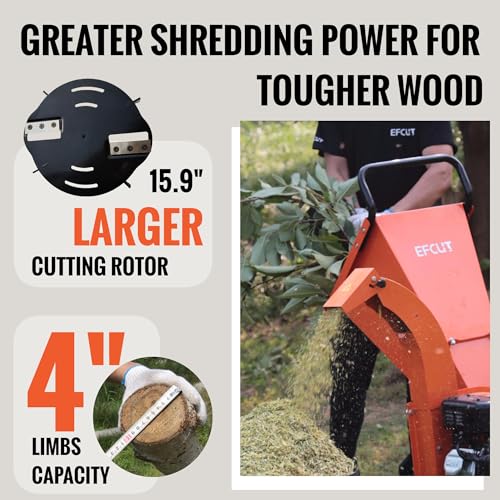 Wood Chipper Shredder Mulcher 7 HP 212cc Gas Powered 3 Inch Capacity E47717