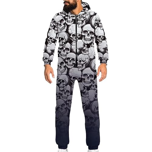 Adult Onesie Hooded One-Piece Pajama Zipper Jumpsuit for Men and Women I930