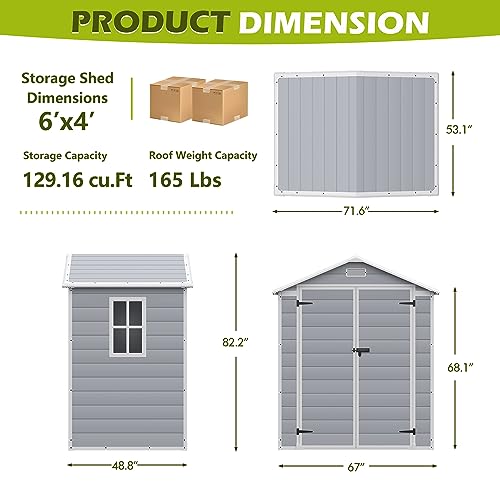 Outdoor Storage Shed 6 x 4 FT with Lockable Door H20319