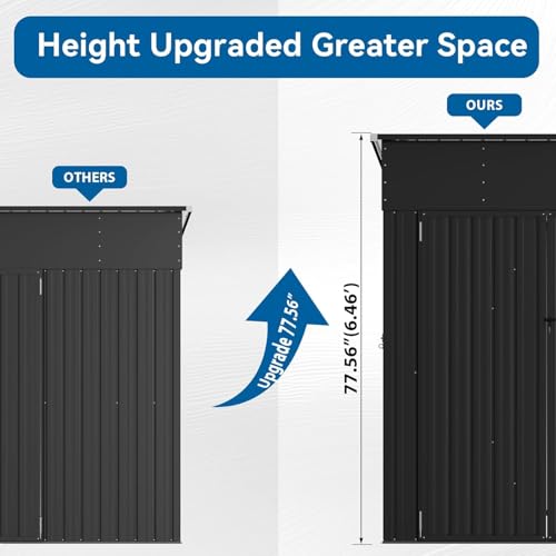 Galvanized Steel Storage Shed with Triple Doors, Weatherproof Outdoor Utility Shed P600721