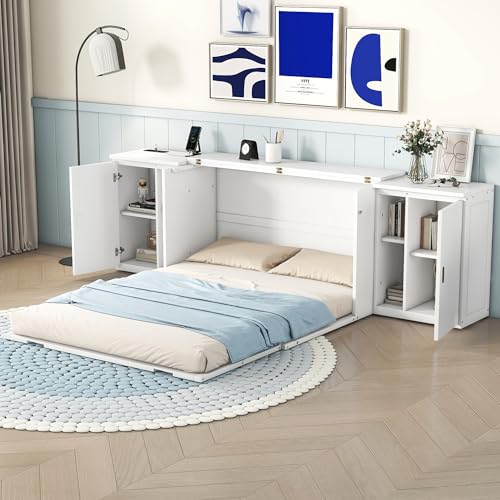 Wall Cabinet Bed with Storage and Bookcase Headboard F651615
