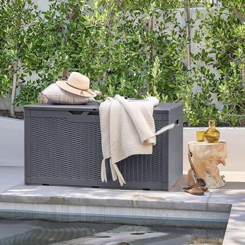30 Gallon Waterproof Resin Deck Box for Outdoor Patio and Garden Storage Q30388