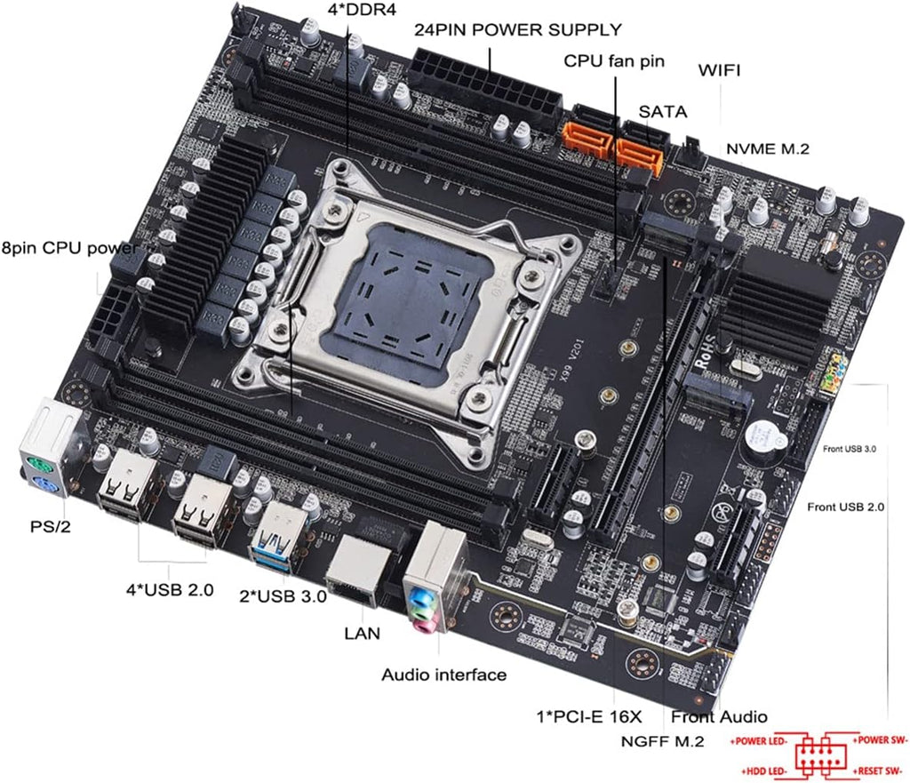 Motherboard LGA2011-3 with Dual M.2 NVME and DDR4 ECC Support U321524