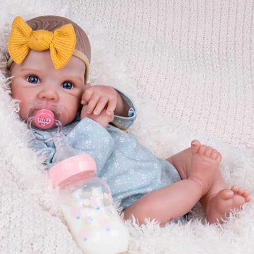 20 Inch Realistic Handmade Newborn Baby Doll with Blue Eyes, Weighted Cuddle Doll Q882284
