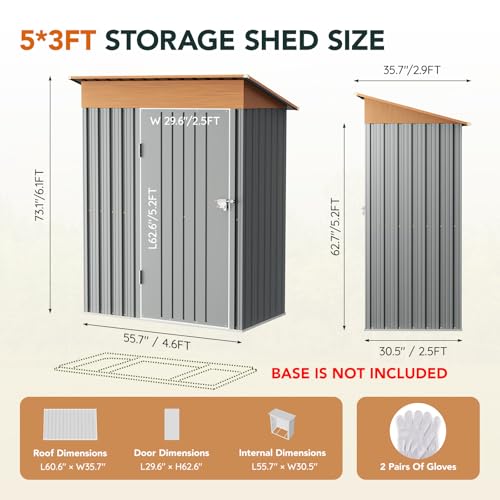 Outdoor Storage Shed with Lockable Door, Compact Metal Tool Shed for Garden O328