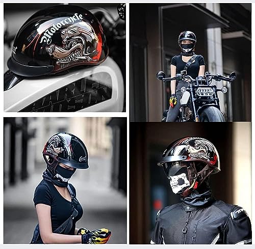 Retro Half Helmet Open Face with Sun Visor for Men Women M83500