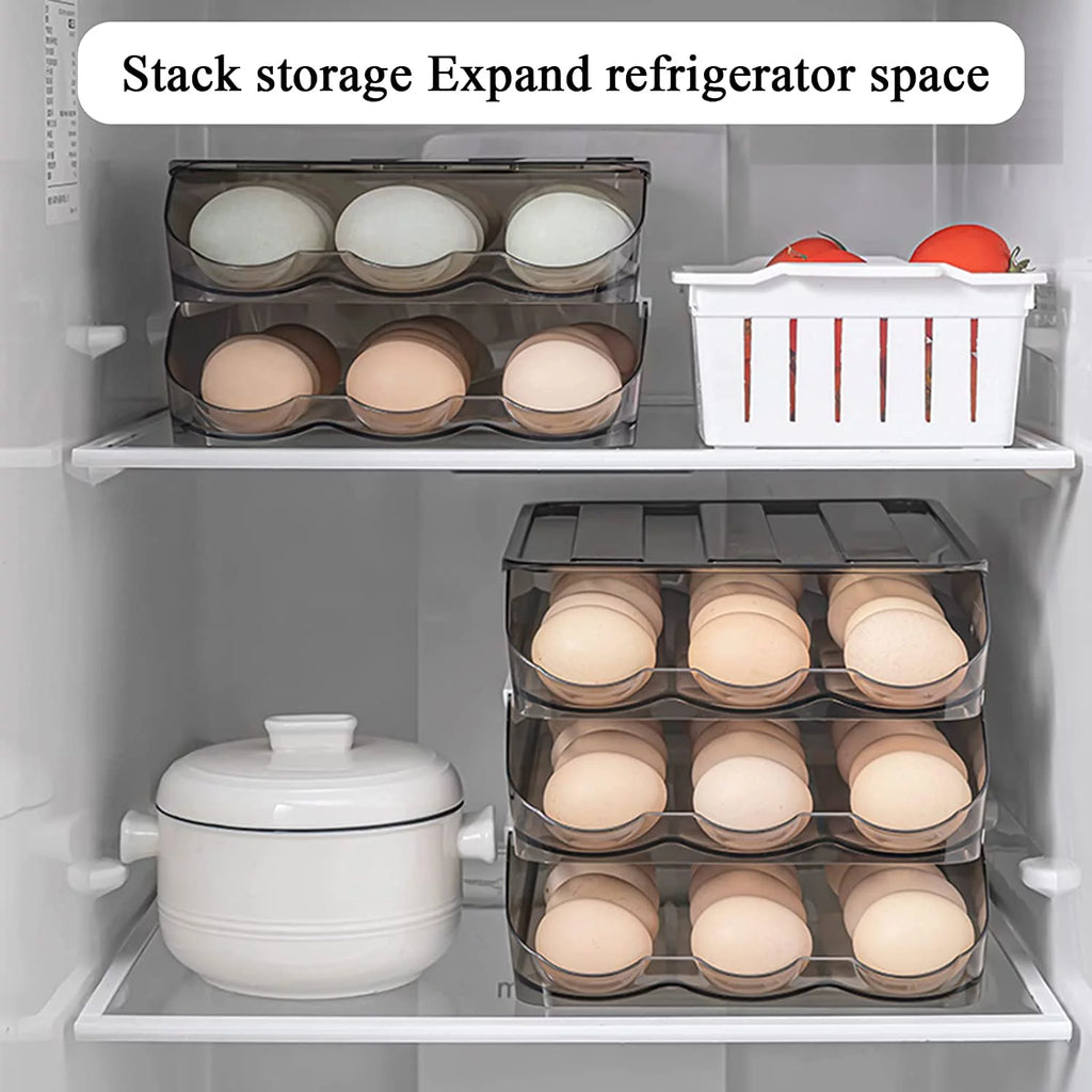 Large Capacity Auto Rolling Egg Holder for Refrigerator, 3 Layers V658816